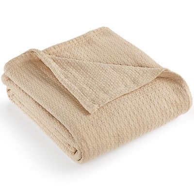 Cotton Bed Blanket, Breathable Bed Blanket Twin Size, Cotton Thermal Blankets Twin, Cozy and Soft Woven Blankets, Lightweight Fall Blankets 43x63Inch