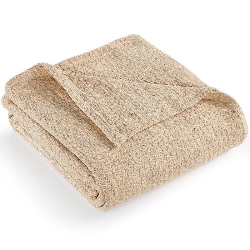 Cotton Bed Blanket, Breathable Bed Blanket Twin Size, Cotton Thermal Blankets Twin, Cozy and Soft Woven Blankets, Lightweight Fall Blankets 43x63Inch