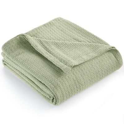 Cotton Bed Blanket, Breathable Bed Blanket Twin Size, Cotton Thermal Blankets Twin, Cozy and Soft Woven Blankets, Lightweight Fall Blankets 51x71Inch