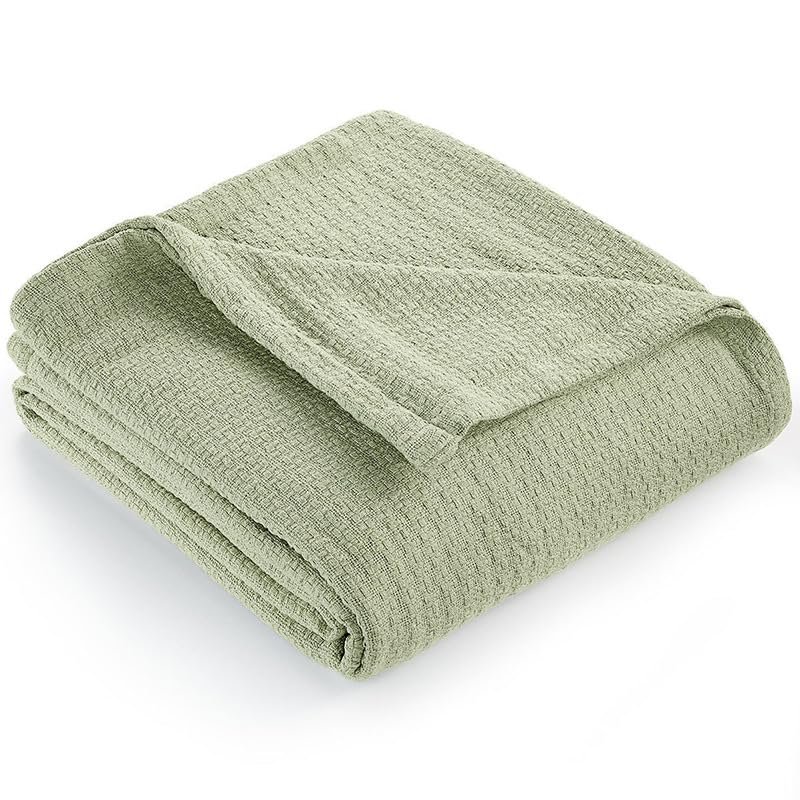 Cotton Bed Blanket, Breathable Bed Blanket Twin Size, Cotton Thermal Blankets Twin, Cozy and Soft Woven Blankets, Lightweight Fall Blankets 51x71Inch