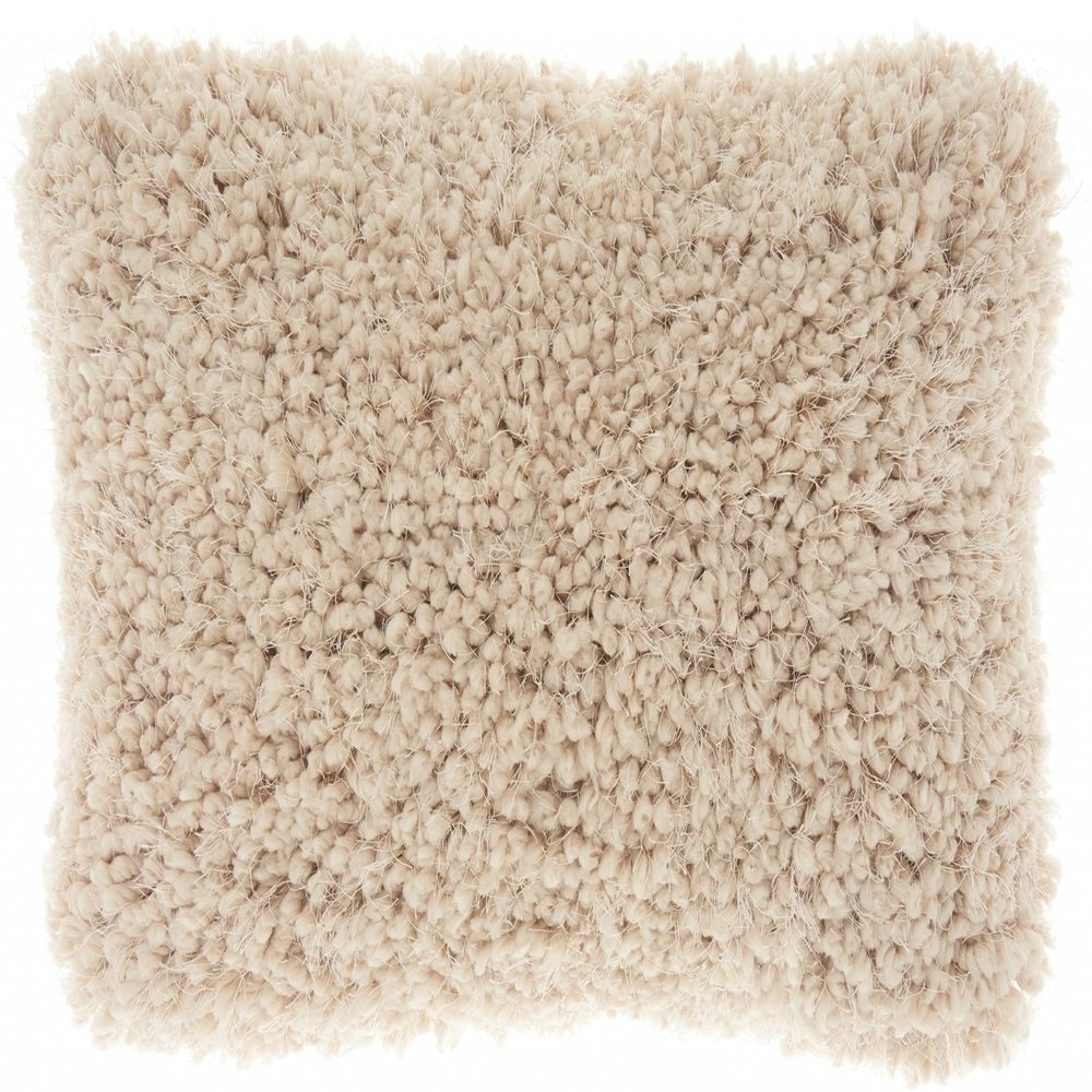 HomeRoots Beige Knubby Plush Lumbar Throw Pillow