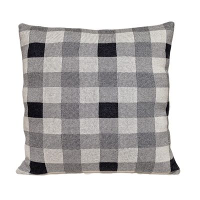 HomeRoots Lead Grey Checkered Pillow