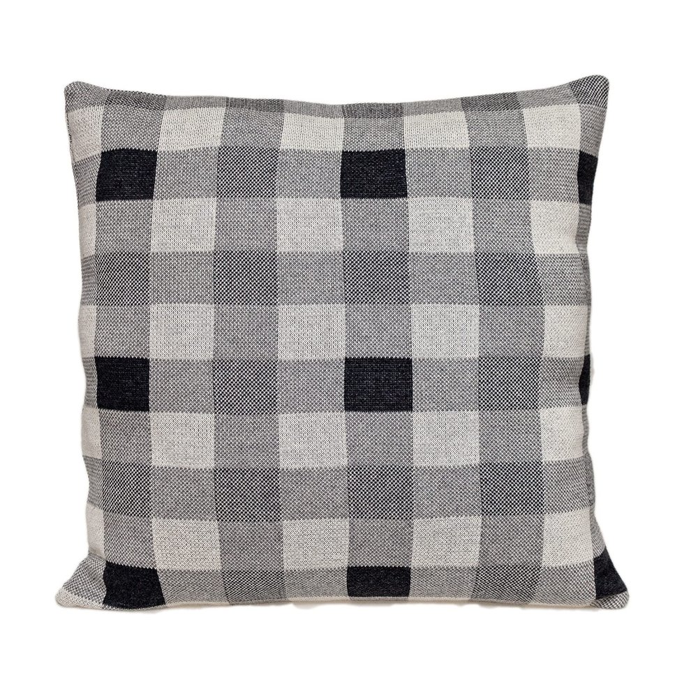 HomeRoots Lead Grey Checkered Pillow