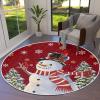 Red Snowman Round Area Rug 3.3ft,Washable Outdoor Indoor Carpet Runner Rug for Bedroom,Kitchen,Bathroom,Living/Dining/Laundry Room,Office,Area+Rug Bath Door Mat Christmas Pine Tree Snowflake view 1