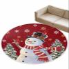 Red Snowman Round Area Rug 3.3ft,Washable Outdoor Indoor Carpet Runner Rug for Bedroom,Kitchen,Bathroom,Living/Dining/Laundry Room,Office,Area+Rug Bath Door Mat Christmas Pine Tree Snowflake view 2