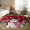 Red Snowman Round Area Rug 3.3ft,Washable Outdoor Indoor Carpet Runner Rug for Bedroom,Kitchen,Bathroom,Living/Dining/Laundry Room,Office,Area+Rug Bath Door Mat Christmas Pine Tree Snowflake view 3