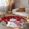 Red Snowman Round Area Rug 3.3ft,Washable Outdoor Indoor Carpet Runner Rug for Bedroom,Kitchen,Bathroom,Living/Dining/Laundry Room,Office,Area+Rug Bath Door Mat Christmas Pine Tree Snowflake view 4