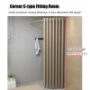 Fitting Room Curtain Rod Corner, C-Shaped Changing Rooms Iron Tube With Curtain for Mall, Office, Clothing Store, Show Backstage, Wall Mounted Privacy Partition 80 90 100 120 CM ( Color : Light Coffee view 4