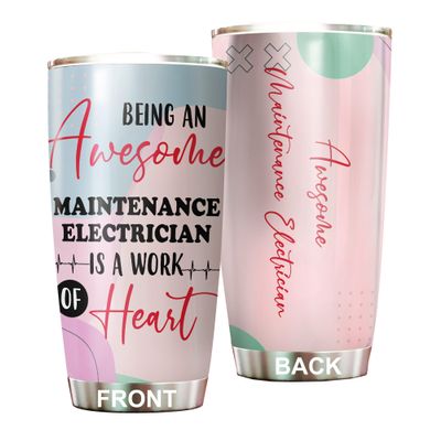 Awesome Maintenance Electrician Tumbler Stainless Steel 20oz, Funny Maintenance Electrician Gifts Bulk For Birthday Christmas, Office Gifts For Men Women Work Friend Coworker Driking Coffee Cup