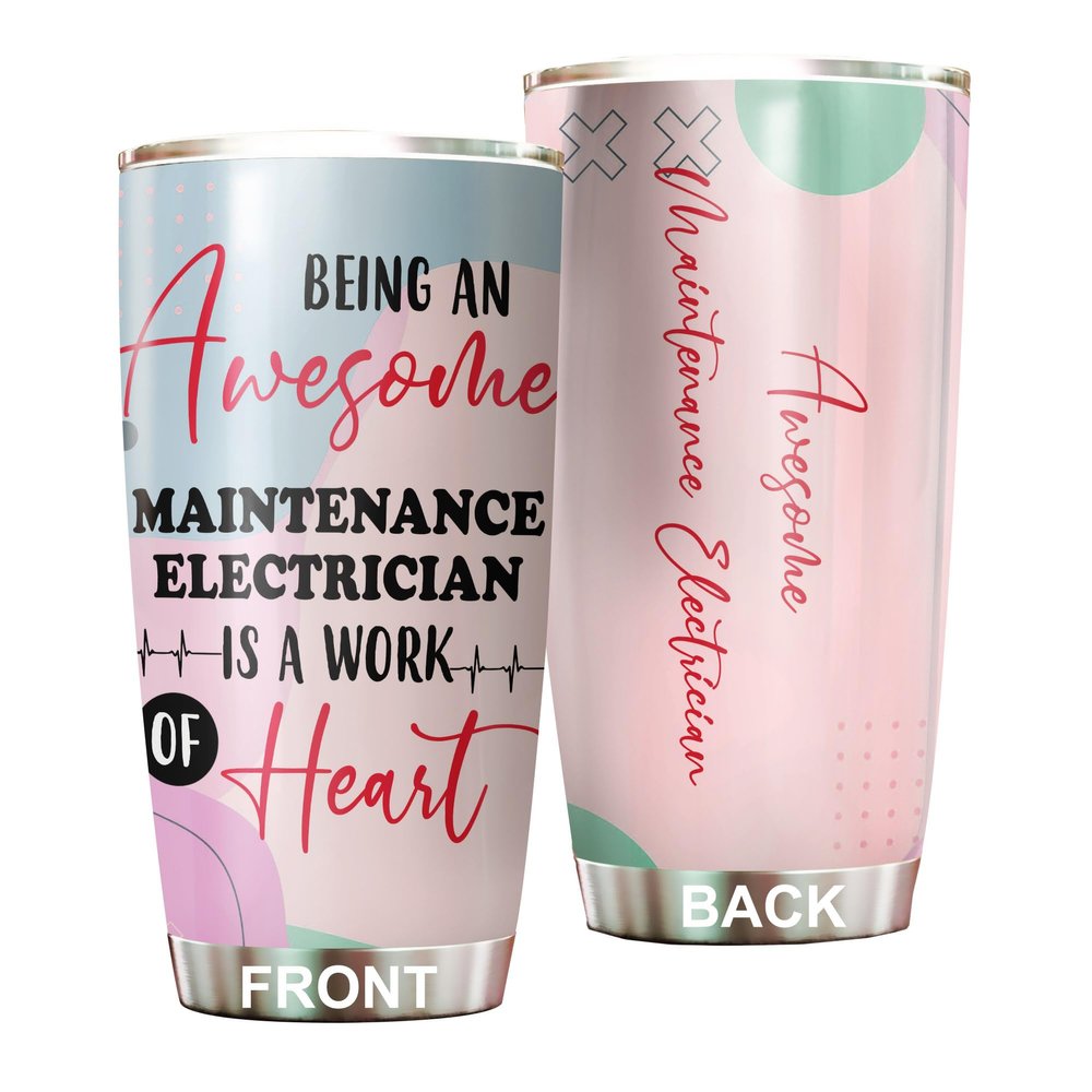 Awesome Maintenance Electrician Tumbler Stainless Steel 20oz, Funny Maintenance Electrician Gifts Bulk For Birthday Christmas, Office Gifts For Men Women Work Friend Coworker Driking Coffee Cup