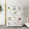 CISURCPI Glass Display Cabinet with 4 Shelves Extra Large, Curio Cabinets for Living Room, Bedroom, Office, White Floor Standing Glass Bookshelf, Quick Installation66.14(H) x 47.64(L) x 14.57(W) view 2