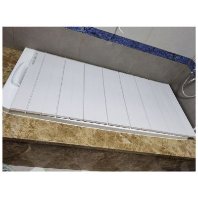 Bathtub Tray 1cm Thickness Heat-Resistant Bathtub Cover, Folding Shutter Bath Lid Bathtub Tray, Dust-Proof Insulation Board for Soak Bath, Milk Bath, Spa Multifunctional (Color : White, Size : 120cm