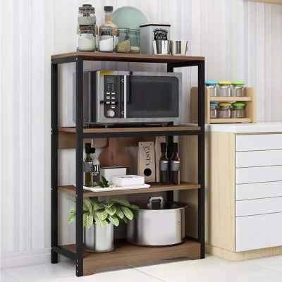 EMYJAY Kitchen Organizer Shelf, Kitchen Bakers Rack Industrial Kitchen Organizer Rack Floor Standing Spice Rack Organizer Workstation LYWY (Color : Brown, Size : 59X35X101CM)