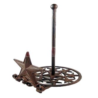 Vintage Wall Decor Star Paper Towel Holder Dispenser Tabletop Counter Top Western Rustic Cast Iron