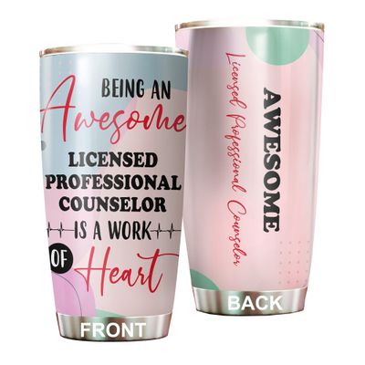 Awesome Licensed Professional Counselor Tumbler Stainless Steel 20oz, Licensed Professional Counselor Gifts Bulk For Birthday Christmas, Office Gifts For Men Women Friend Coworker Driking Coffee Cup