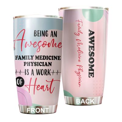 Awesome Family Medicine Physician Tumbler Stainless Steel 20oz, Funny Family Medicine Physician Gifts Bulk For Birthday Christmas, Office Gifts For Men Women Work Friend Coworker Driking Coffee Cup