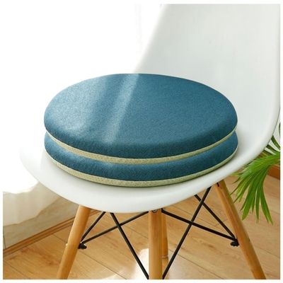 1/2/4 Packs Round Memory Foam Seat Cushion, Slow Rebound Thickened Round Stool Cushion, Non-slip Chair Cushion With ZipperFour-season Round Floor Mat ( Color : Dark Blue , Size : 33*33CM(2Packs) )