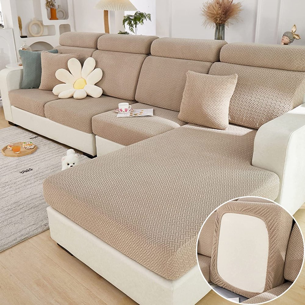 clyqyy Magic Sofa Covers,2023 New Interior Wear-Resistant Universal Stretch Cushion Cover,Anti-Slip L Shape Sofa Covers, Chaise Lounge Sofa Slipcover