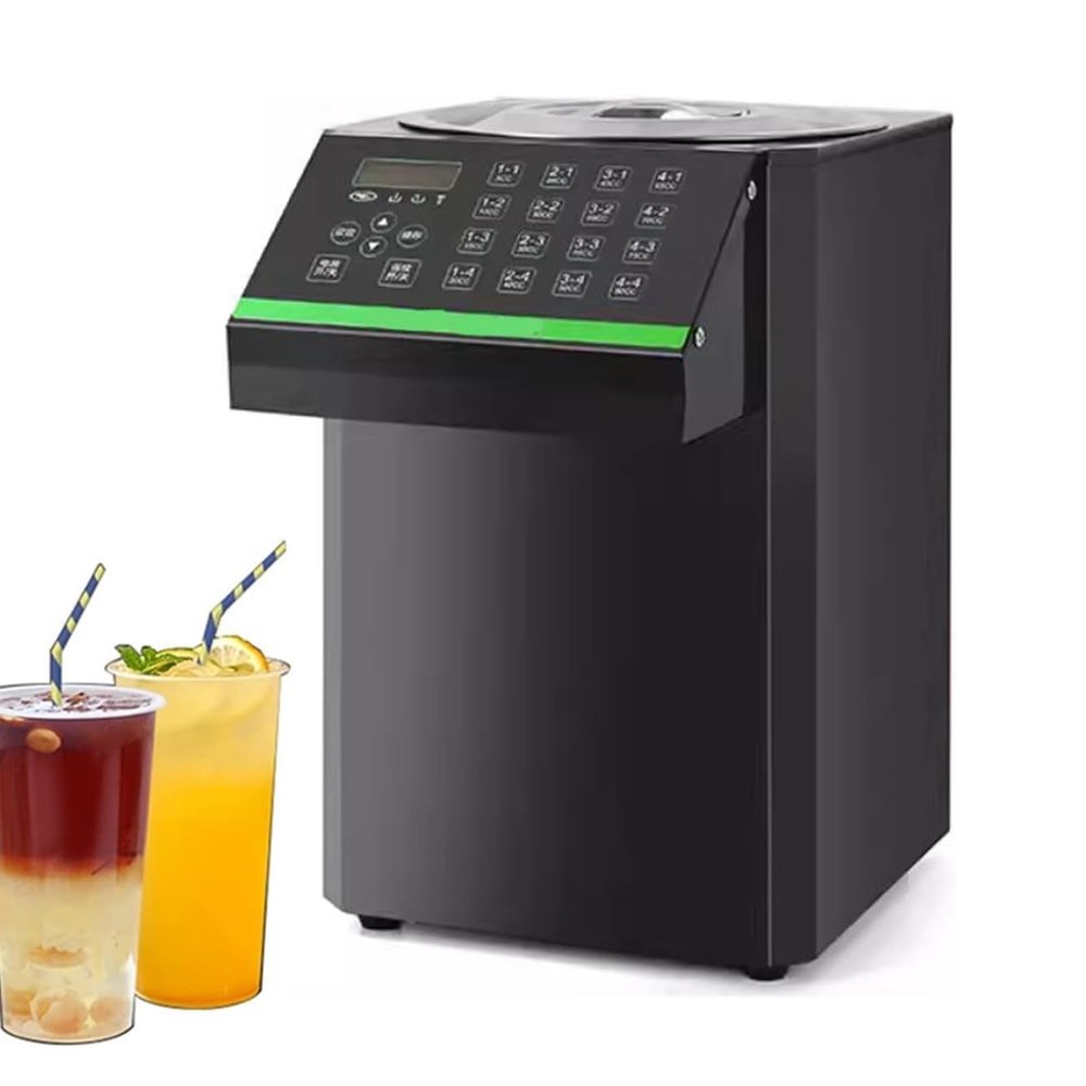 Automatic Fructose Dispenser, 8L Commercial Fructose Quantitative Machine, 16 Grid Intelligent Memory Buttons, 304 Stainless Steel Liner, for Milk Tea, Fruit Juice Drinks, Coffee