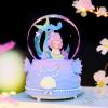 SAUStrongBe Mermaid Princess Castle Crystal Ball Music Box Carousel Octopus Box Girl Birthday Gift Creative Toy (Lie bareheaded,P Large 100 Snow+Lights+Music) view 1