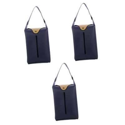 Cabilock 3pcs Leather Tissue Box Cover Napkin Holder Facial Tissues Box Container Vanity Organizer Case