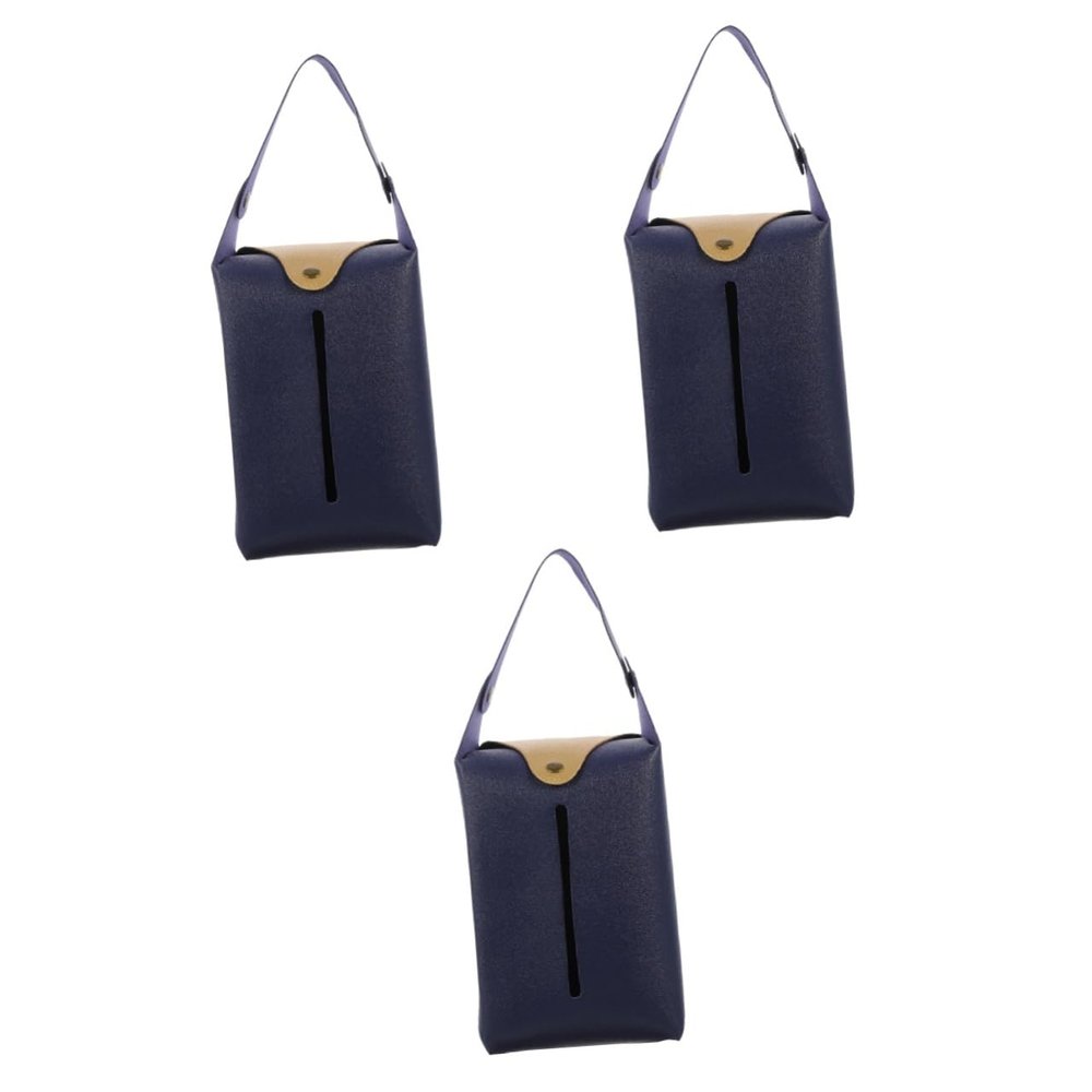 Cabilock 3pcs Leather Tissue Box Cover Napkin Holder Facial Tissues Box Container Vanity Organizer Case