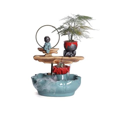 Tabletop Fountain 15.4-Inch Relaxation Waterfall Fountain Fengshui Meditation Relaxing FountainWaterfall with Circular Water Flow - Living Room Office Decor Desktop Fountains