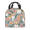 AdaNti Corgi Floral Flowers Spring Garden print Lunch Bag Portable Insulated Reusable Tote Bag Lunch Box For Work Camping Travel Picnic view 3