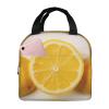 AdaNti Summer Lemon print Lunch Bag Portable Insulated Reusable Tote Bag Lunch Box For Work Camping Travel Picnic view 1