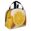 AdaNti Summer Lemon print Lunch Bag Portable Insulated Reusable Tote Bag Lunch Box For Work Camping Travel Picnic view 2