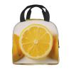 AdaNti Summer Lemon print Lunch Bag Portable Insulated Reusable Tote Bag Lunch Box For Work Camping Travel Picnic view 3