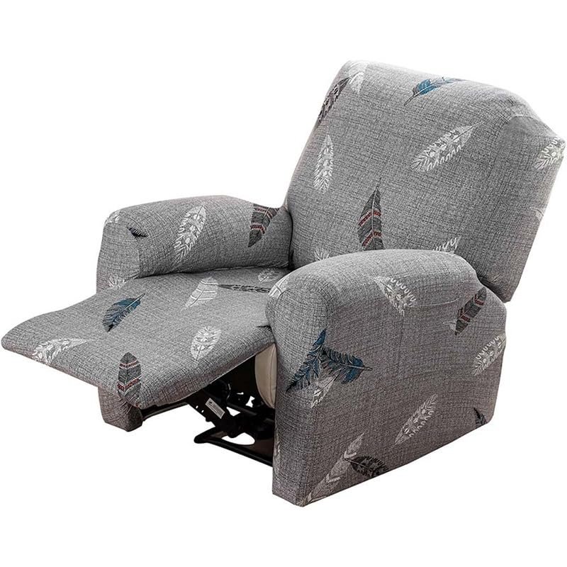 4-Pieces Recliner Couch Cover with Pockets Lazy Boy Recliner Slipcovers 1 Seat Stretch Printed Recliner Chair Cover Non Slip Recliner Furniture Protector for Living Room with Elastic Bottom ( Color :