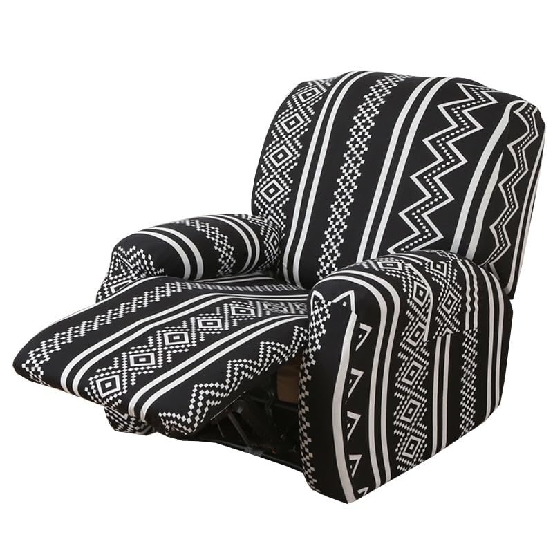 4-Pieces Recliner Couch Cover with Pockets Lazy Boy Recliner Slipcovers 1 Seat Stretch Printed Recliner Chair Cover Non Slip Recliner Furniture Protector for Living Room with Elastic Bottom ( Color :