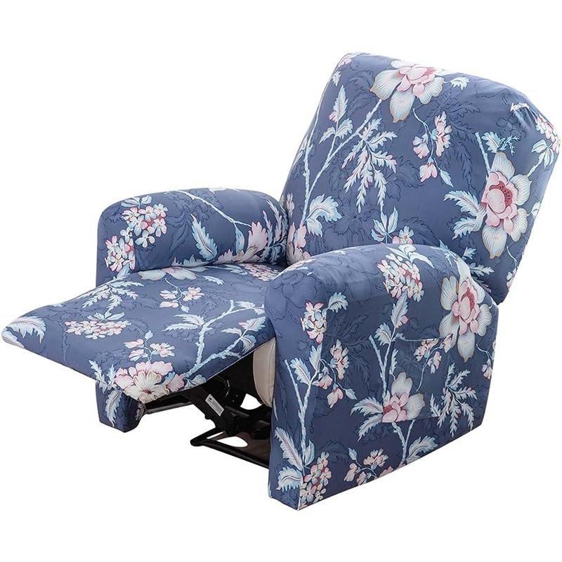 4-Pieces Recliner Couch Cover with Pockets Lazy Boy Recliner Slipcovers 1 Seat Stretch Printed Recliner Chair Cover Non Slip Recliner Furniture Protector for Living Room with Elastic Bottom ( Color :