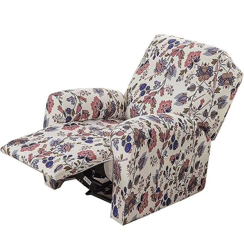 4-Pieces Recliner Couch Cover with Pockets Lazy Boy Recliner Slipcovers 1 Seat Stretch Printed Recliner Chair Cover Non Slip Recliner Furniture Protector for Living Room with Elastic Bottom ( Color :