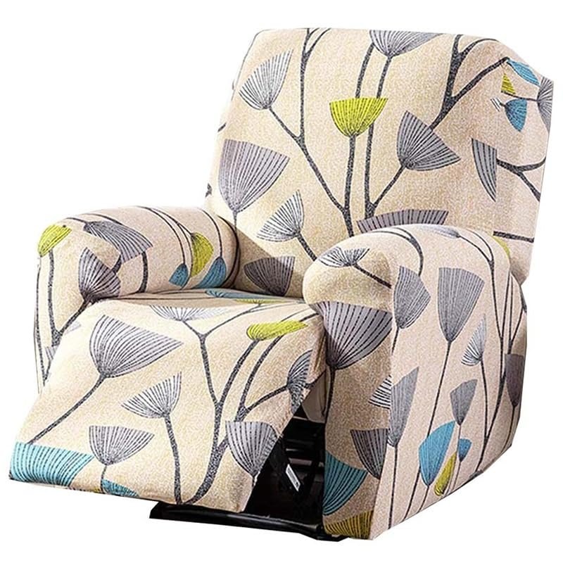 4-Pieces Recliner Couch Cover with Pockets Lazy Boy Recliner Slipcovers 1 Seat Stretch Printed Recliner Chair Cover Non Slip Recliner Furniture Protector for Living Room with Elastic Bottom ( Color :