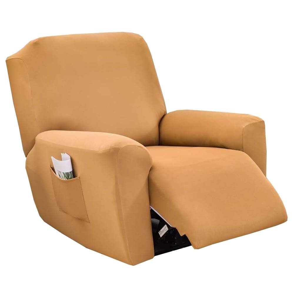 4-Pieces Recliner Couch Cover with Pockets Lazy Boy Recliner Slipcovers 1 Seat Stretch Printed Recliner Chair Cover Non Slip Recliner Furniture Protector for Living Room with Elastic Bottom ( Color :