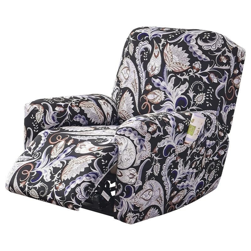 4-Pieces Recliner Couch Cover with Pockets Lazy Boy Recliner Slipcovers 1 Seat Stretch Printed Recliner Chair Cover Non Slip Recliner Furniture Protector for Living Room with Elastic Bottom ( Color :
