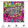 FBMLBRB Brebasf Colourful Graffiti 4 Pcs Waterproof Shower Curtain Set 80's 90's Fashion Radio Boombox Photography Fashion Style with Waterproof Toilet Cover Shower Mat Rugs,72" W x 72" L view 2