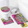 FBMLBRB Brebasf Colourful Graffiti 4 Pcs Waterproof Shower Curtain Set 80's 90's Fashion Radio Boombox Photography Fashion Style with Waterproof Toilet Cover Shower Mat Rugs,72" W x 72" L view 4