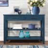 KLMM Mid-Century Style 42'' Solid Wood Console Sofa Table with 2 Storage Drawers and 2 Tiers Shelves,Buffet Sideboard for Living Room Kitchen Dining Room Entryway Hallway (Navy Blue@Shelves) view 1