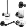 Black Bathroom Accessories Stainless Steel Hook Paper Holder Toothbrush Holder Toiletbrush Holder Soap Rack Hardware Accessories,Whole Set,One Size view 1