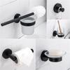 Black Bathroom Accessories Stainless Steel Hook Paper Holder Toothbrush Holder Toiletbrush Holder Soap Rack Hardware Accessories,Whole Set,One Size view 2
