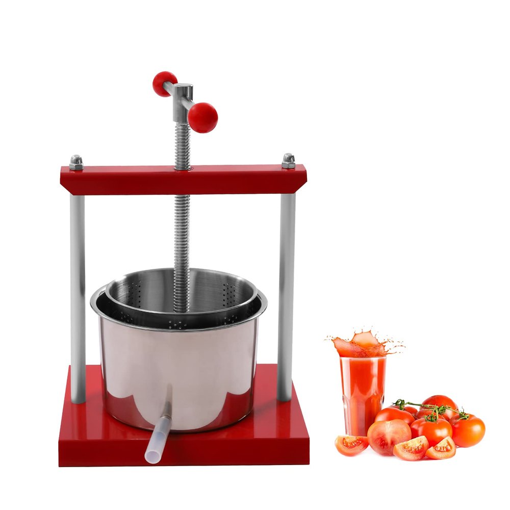 0.8 Gallon/1.6Gallon Manual Press Juicer, Stainless Steel Citrus Juicer Hand Press, Heavy Duty Manual Fruit Cheese Tincture Herb Squeezer Hand Press for Home, Restaurant, Coffee Shop(1.6Gallon)
