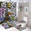 FBMLBRB Brebasf Abstract Paris Eiffel Tower Creative Bathroom Shower Curtain Set Vintage French Romantic Leopard Print Design Non Slip Waterproof Bath Mat Toilet Mat Rugs,72" W x 72" L view 1