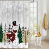 Chriatmas Shower Curtains for Bathroom, Snowman Xmas Tree Snowflakes Grey Shower Curtain Set Shower Curtain Set Waterproof Fabric Bath Curtain with Hooks for Home Hotel Apartment Farmhouse 36x72 inch view 4