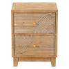 2-Drawer Farmhouse Nightstand, Mid Century Nightstand Fully Assembled with Handcrafted Wood Ring Pattern for Boho, Mid-Century, Rustic Style, Natural Wood view 1