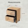 2-Drawer Farmhouse Nightstand, Mid Century Nightstand Fully Assembled with Handcrafted Wood Ring Pattern for Boho, Mid-Century, Rustic Style, Natural Wood view 3