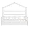 RUNNA Playhouse Design Wooden Twin Size House Bed with Trundle,with Storage Space Shelf,for Girls,Boys,Kids,Teens, (White-1-1) view 4