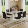 Btikita Dining Table Set for 6, Kitchen Table Chairs Set of 6, Modern Dining Room Set with 63 inch Marble Dinner Table PU Leather Upholstered Chairs for Dining Room Kitchen view 1